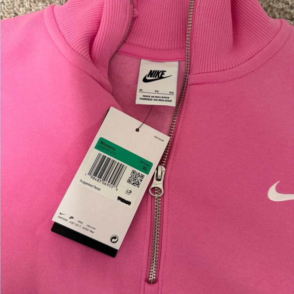 Nike Pink Half-Zip Cropped Sweatshirt - Picture 2 of 2